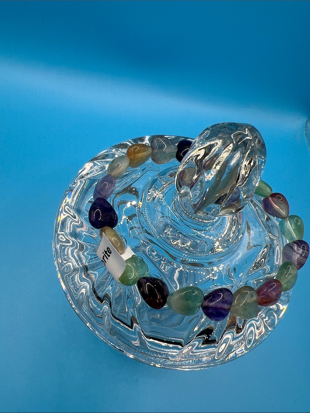 Multicolor Fluorite heart Beaded Stretch Bracelet